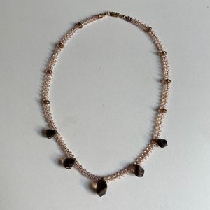 16" Smoky Topaz Quartz and Beaded Necklace